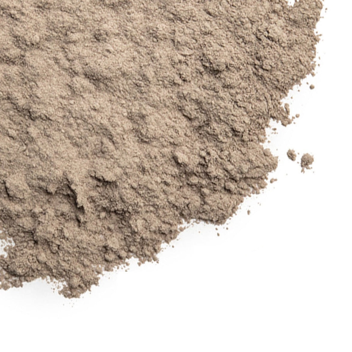 Close-up of brown powder with Grassroots Herb Supply logo below.