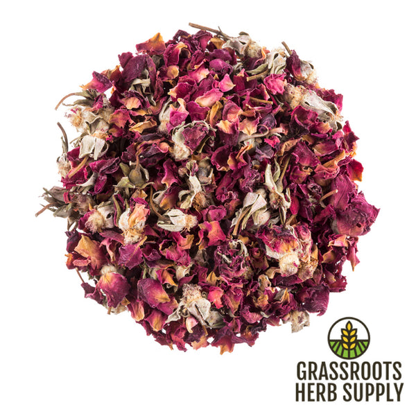 Red Rose Buds And Petals (Rosa centifolia)