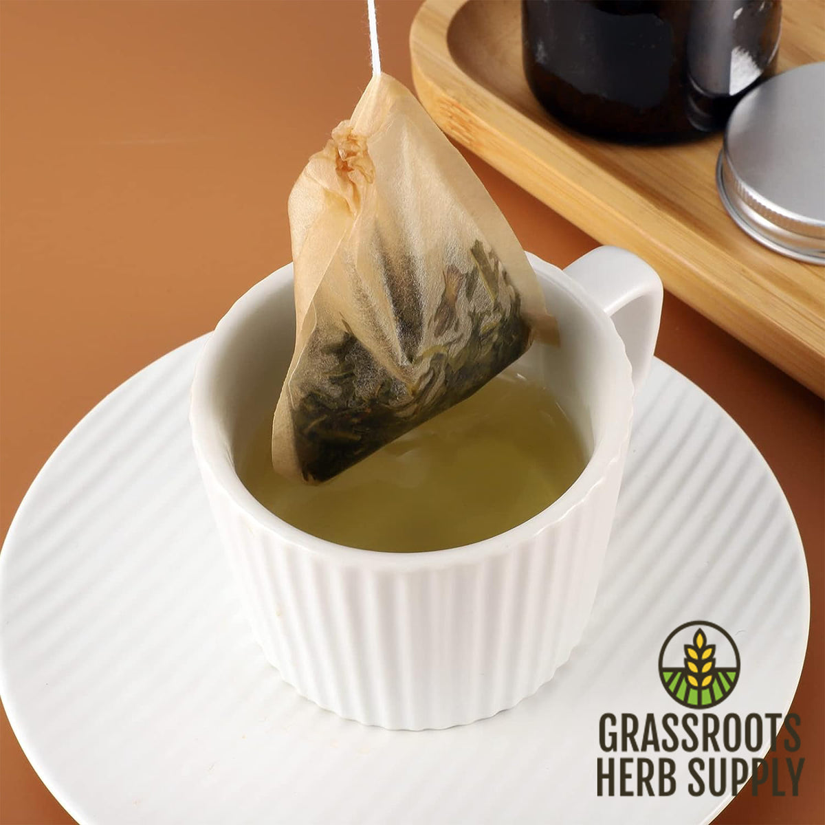Unbleached Disposable Tea Filter Bags with Drawstring All Natural Co Grassroots Herb Supply