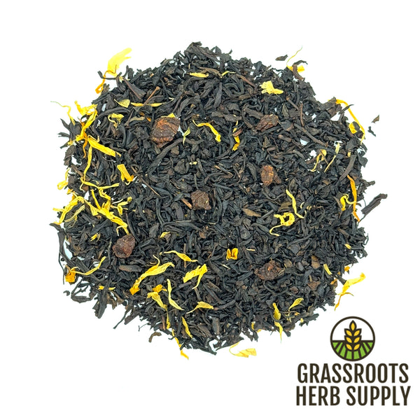 Apricot Fruit Herbal Tea Blend | Loose Leaf Tea with Black Tea, Apricot Pieces and Calendula Petals