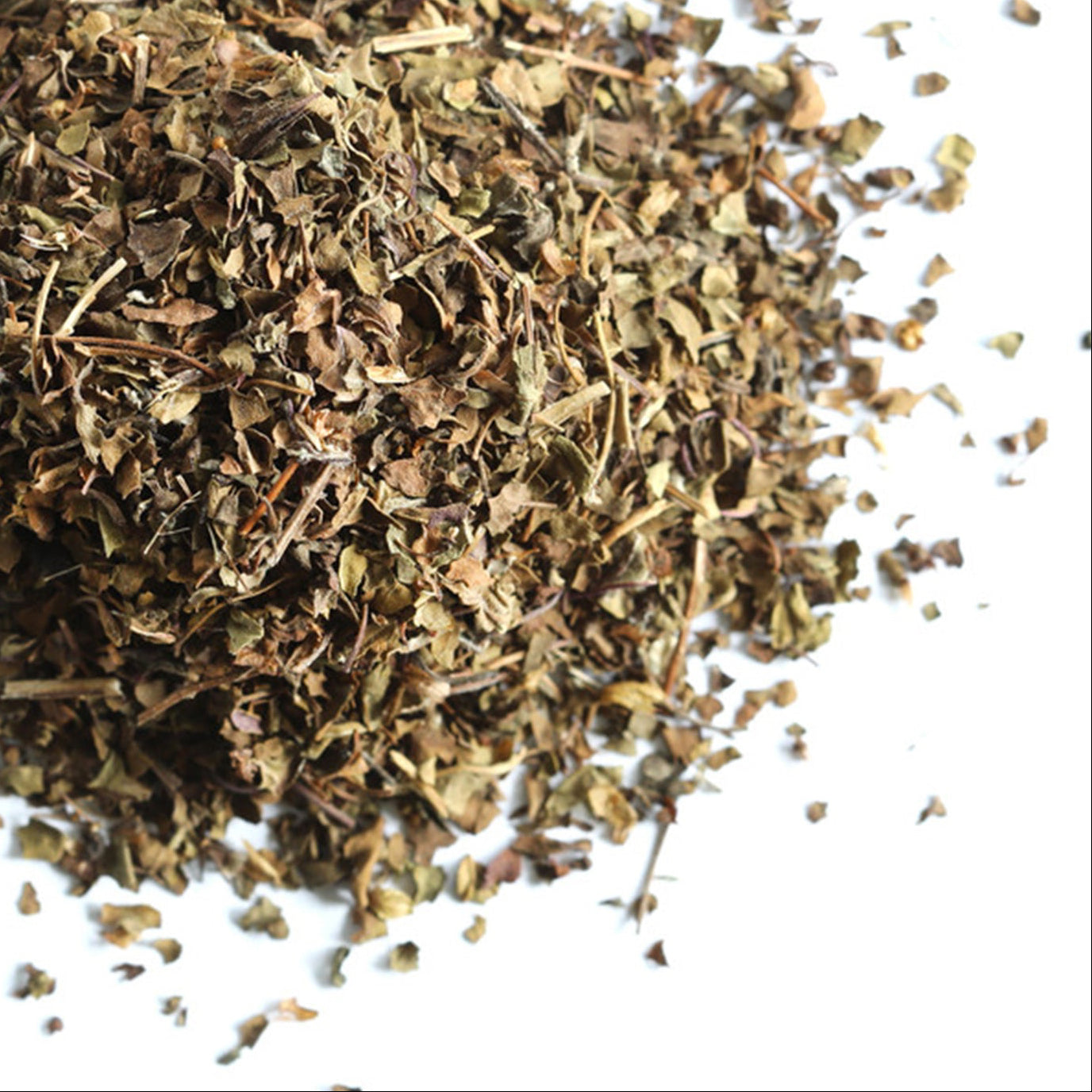 Dried herbs on a white background with Grassroots Herb Supply logo.