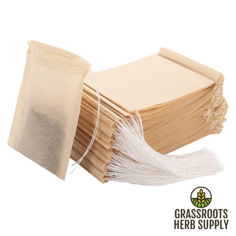Unbleached Disposable Tea Filter Bags with Drawstring | All Natural Compostable Loose Leaf Tea Bags | Non Toxic | Environmentally Friendly
